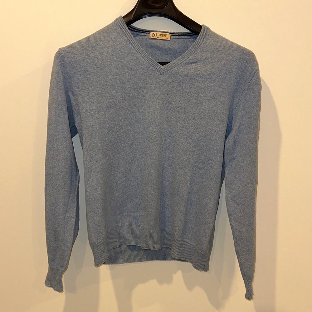 J. Crew Men's Light Blue V-Neck Sweater
